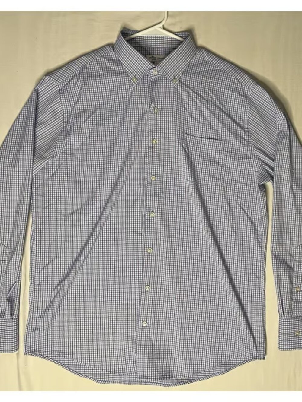 Peter Millar Summer Comfort Shirt Men's Large Plaid Long Sleeve Button Up